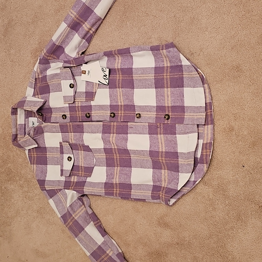BRAND NEW WITH TAG LAVENDER PLAID FLANNEL JACKET - Picture 5 of 7